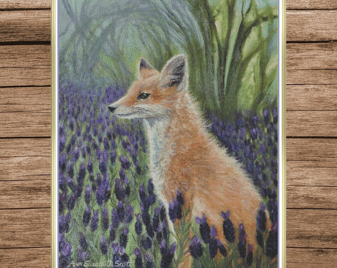 Lavender Fox | DMC Cross Stitch Pattern | Three Counted PDF Charts in Instant Download | Happy Stitching and Thanks for Visiting!