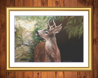 Winter Buck | DMC Cross Stitch Pattern | Three Counted PDF Charts in Instant Download | Happy Stitching and Thanks for Visiting!