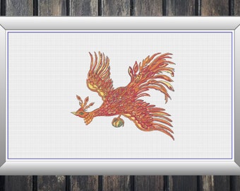 Firebird | DMC Cross Stitch Pattern | Three Counted PDF Charts in Instant Download | Happy Stitching and Thanks for Visiting!