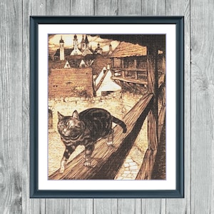 The Cat - Arthur Rackham | DMC Cross Stitch Pattern | Three Counted PDF Charts in Instant Download | Thanks for Visiting!