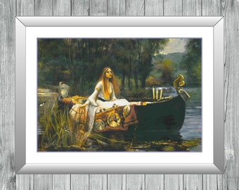 The Lady of Shalott - Waterhouse | Anchor Cross Stitch Museum Quality Pattern | Three Counted PDF Charts in Instant Download!