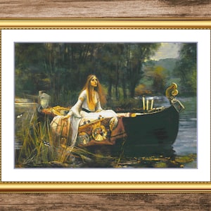 The Lady of Shalott - Waterhouse | DMC Cross Stitch Museum Quality Pattern | Three Counted PDF Charts in Instant Download and Stitch Today!