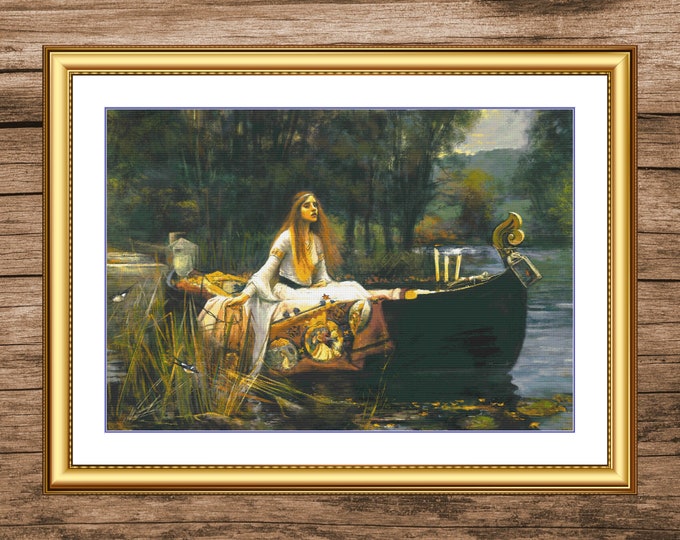 The Lady of Shalott - Waterhouse | DMC Cross Stitch Museum Quality Pattern | Three Counted PDF Charts in Instant Download and Stitch Today!
