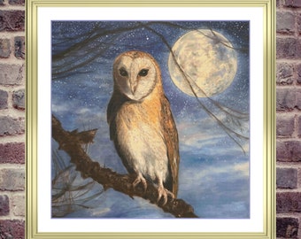 Starry Owl | DMC Cross Stitch Pattern | Three Counted PDF Charts in Instant Download | Happy Stitching and Thanks for Visiting!