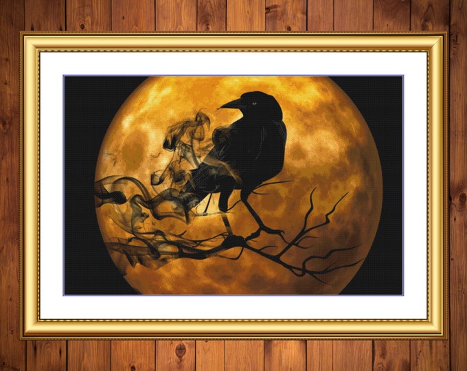 Halloween Raven 2 | Anchor Cross Stitch Pattern | Three Counted PDF Charts in Instant Download | Happy Stitching and Thanks for Visiting!