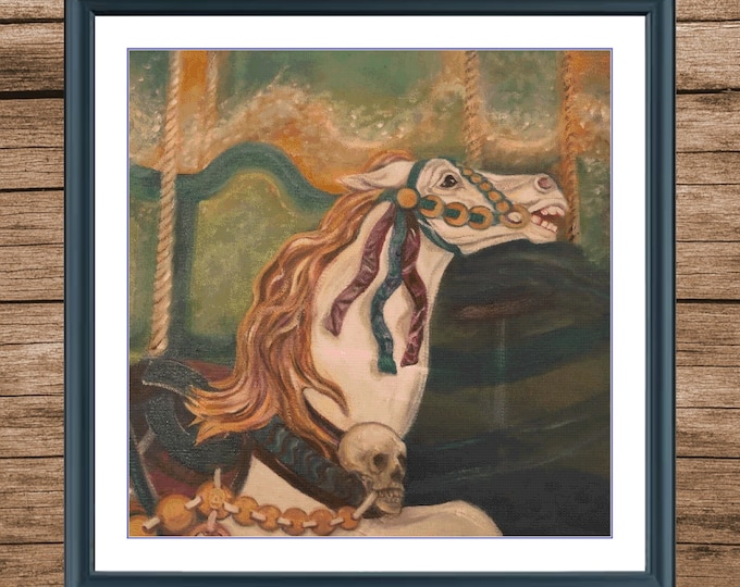 Haunted Carousel Horse | Anchor Cross Stitch Museum Pattern | Three Counted PDF Charts in Instant Download and Stitch Today!