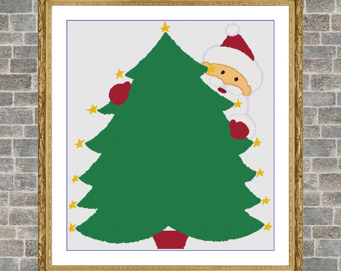 Santa and Tree | Anchor Cross Stitch Pattern | Three Counted PDF Charts in Instant Download | Happy Stitching and Thanks for Visiting!