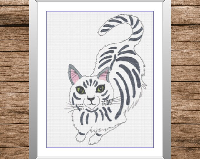 Cat | DMC Cross Stitch Pattern | Three Counted PDF Charts in Instant Download | Happy Stitching and Thanks for Visiting!