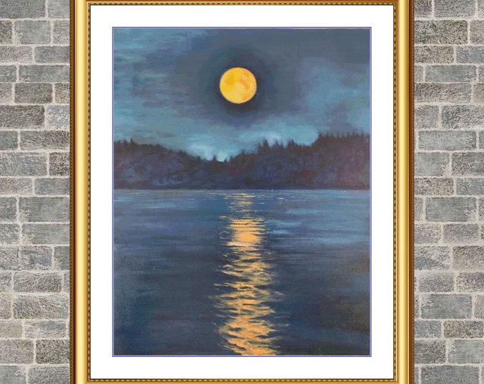 Harvest Super Moon | DMC Cross Stitch Museum Pattern | Three Counted PDF Charts in Instant Download | Thanks for Visiting!