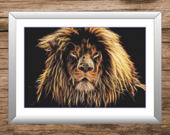 Fractal Lion | DMC Cross Stitch Pattern | Three Counted PDF Charts in Instant Download | Happy Stitching and Thanks for Visiting!