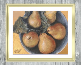 Golden Pears | Anchor Cross Stitch Pattern | Three Counted PDF Charts in Instant Download and Stitch Today!
