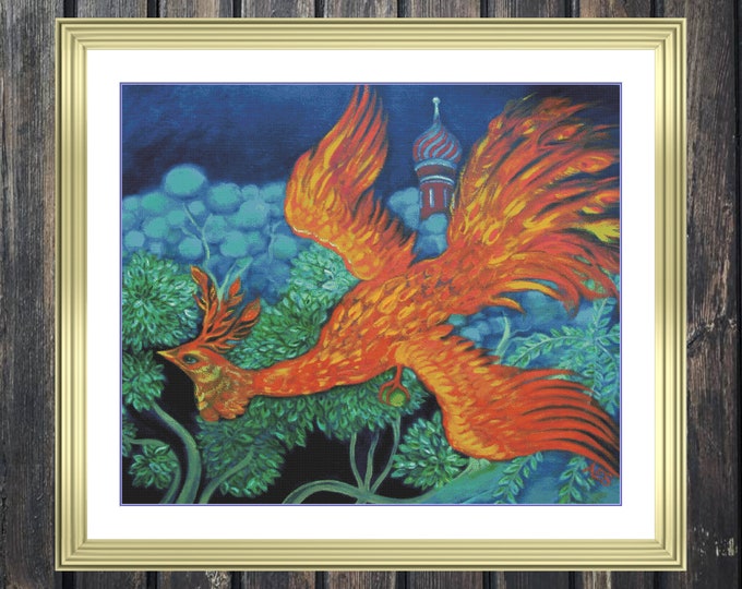 Russian Firebird | Anchor Cross Stitch Pattern | Three Counted PDF Charts in Instant Download | Happy Stitching and Thanks for Visiting!
