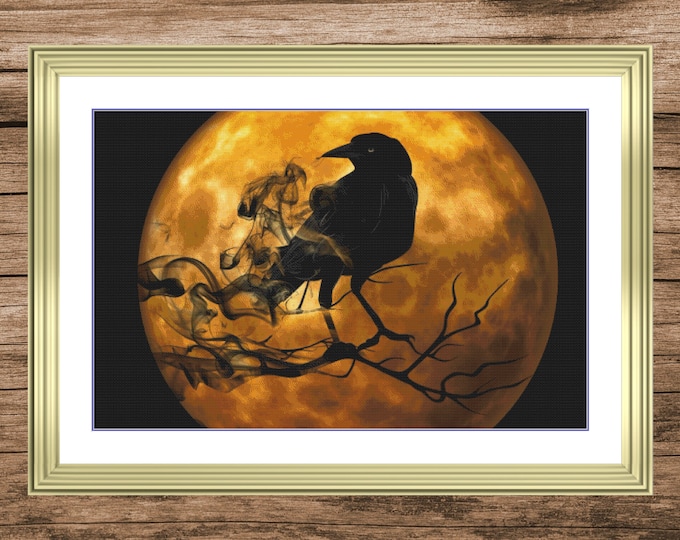 Halloween Raven 2 | DMC Cross Stitch Pattern | Three Counted PDF Charts in Instant Download | Happy Stitching and Thanks for Visiting!