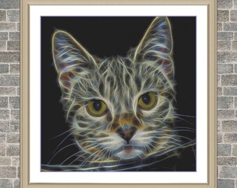 Fractal Cat 2 | Anchor Cross Stitch Pattern | Three Counted PDF Charts in Instant Download | Happy Stitching and Thanks for Visiting!