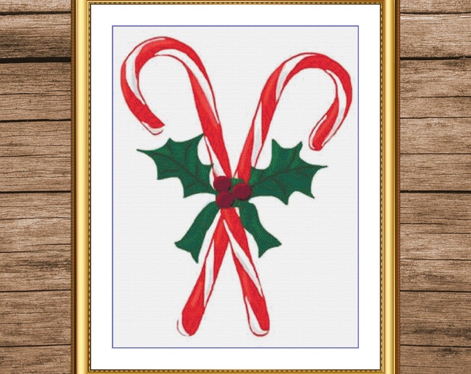 Candy Canes | DMC Cross Stitch Pattern | Three Counted PDF Charts in Instant Download | Happy Stitching and Thanks for Visiting!