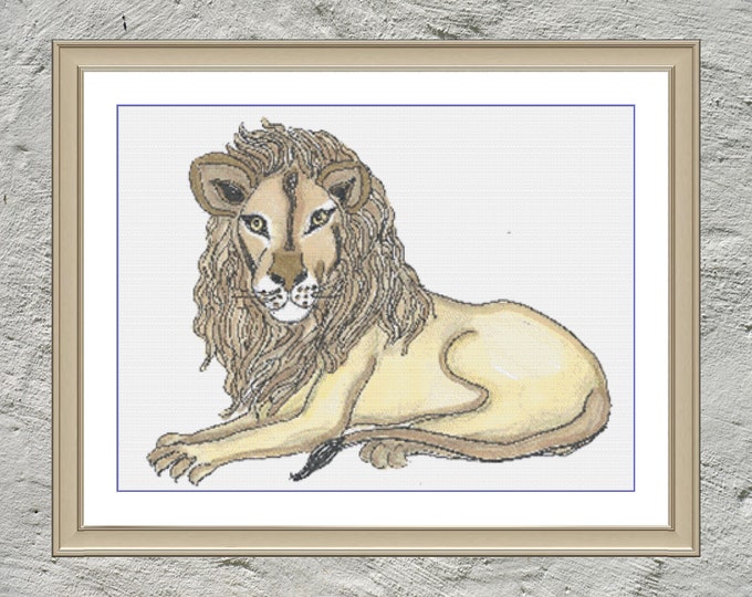 Lion | DMC Cross Stitch Pattern | Three Counted PDF Charts in Instant Download | Happy Stitching and Thanks for Visiting!