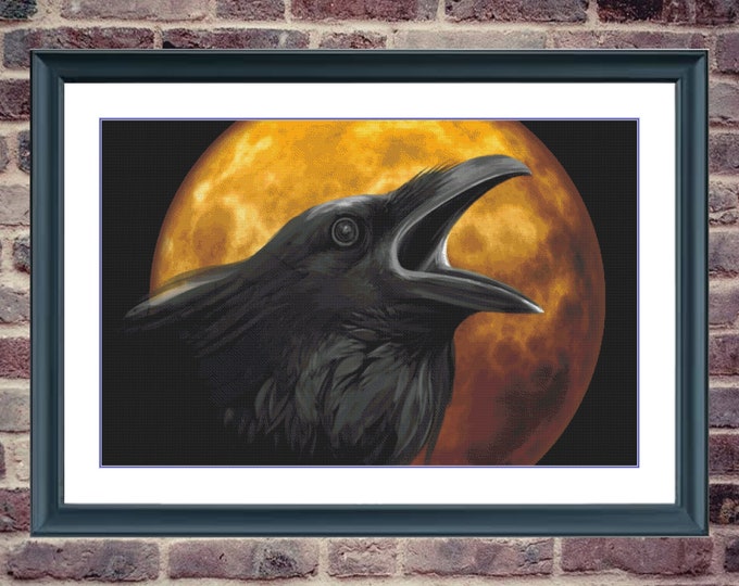 Halloween Raven 1 | DMC Cross Stitch Pattern | Three Counted PDF Charts in Instant Download | Happy Stitching and Thanks for Visiting!