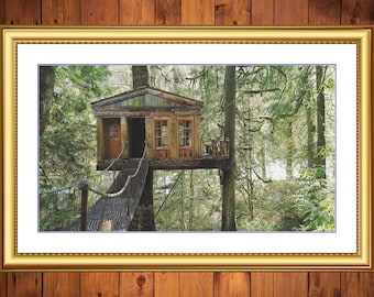 Temple of the Blue Moon - Treehouse Point | Anchor Cross Stitch Pattern | Three Counted PDF Charts in Instant Download and Stitch Today!