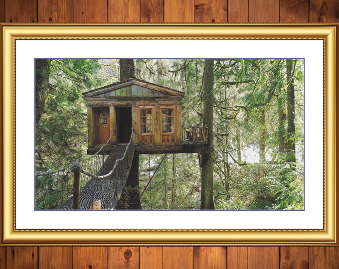 Temple of the Blue Moon - Treehouse Point | Anchor Cross Stitch Pattern | Three Counted PDF Charts in Instant Download and Stitch Today!