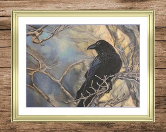 Winter Raven | DMC Cross Stitch Museum Quality Pattern | Three Counted PDF Charts in Instant Download