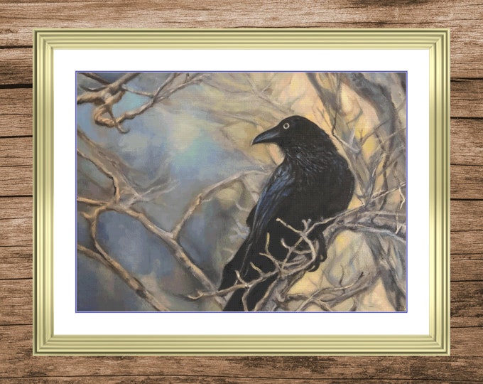 Winter Raven | DMC Cross Stitch Museum Quality Pattern | Three Counted PDF Charts in Instant Download | Thanks for Visiting!