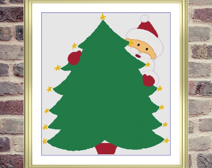Santa and Tree | DMC Cross Stitch Pattern | Three Counted PDF Charts in Instant Download | Happy Stitching and Thanks for Visiting!