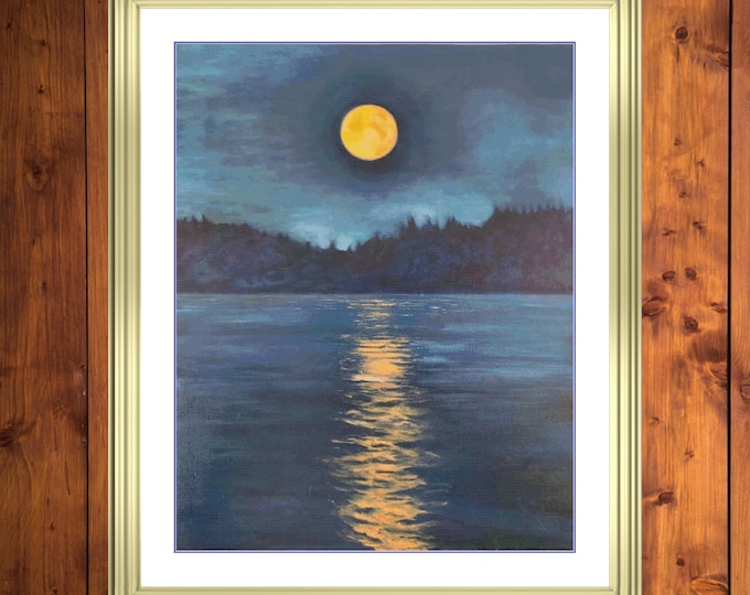 Harvest Super Moon | Anchor Cross Stitch Museum Quality Pattern | Three Counted PDF Charts in Instant Download and Stitch Today!