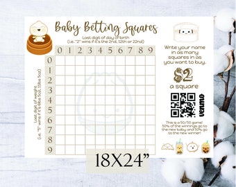 Baby Betting Squares, Neutral, Beige, Dumpling them, Edit with Corjl