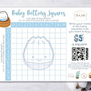 Baby Betting Squares, Tema gnocco, Ragazzo gnocco, Modifica con Corjl, Download digitale