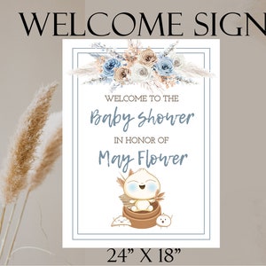 Boho Blue, Dumpling, Welcome Sign, Baby Shower Sign, DIY instant download, Edit with Corjl