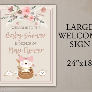 Boho Pink, Dumpling, Welcome Sign, Baby Shower Sign, DIY instant download, Edit with Corjl