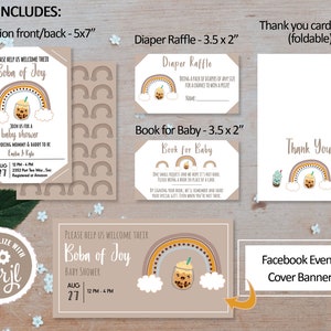 Gender Neutral, Boba Baby Shower Theme, Boba of Joy, Boba Tea Party, Edit with Corjl
