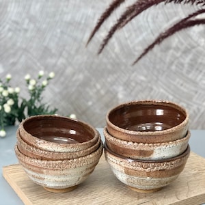 Set of 6 Small Rustic Pottery Salad Bowls image 5