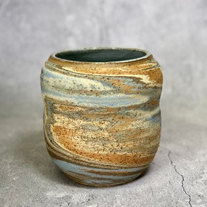 Unique pottery marbled ceramic flower vase image 2