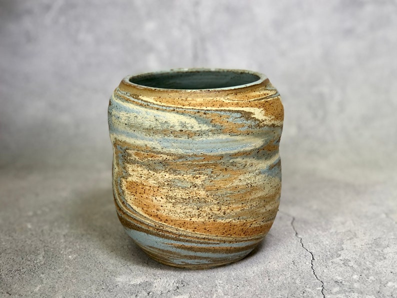 Unique pottery marbled ceramic flower vase image 2