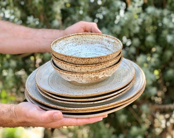 Ceramic handmade dinnerware set for 2  4  6 8