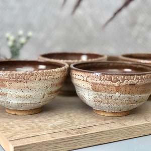 Set of 6 Small Rustic Pottery Salad Bowls image 4