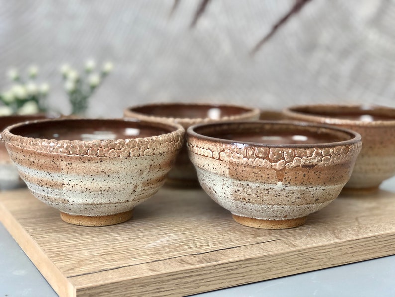 Set of 6 Small Rustic Pottery Salad Bowls image 4
