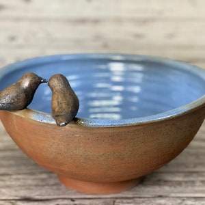 Ceramic blue vessel sink, Pottery hand made, Rustic  terra cotta table top wash basin.