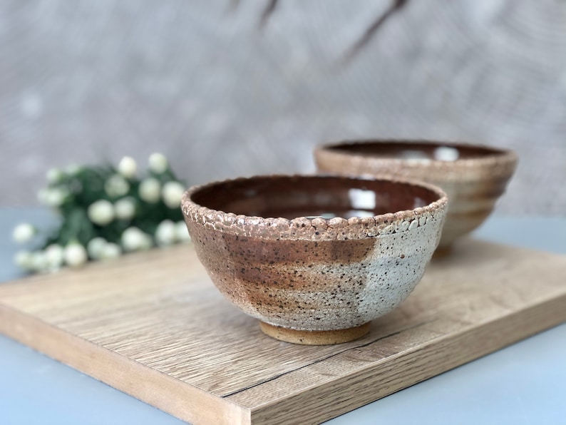 Set of 6 Small Rustic Pottery Salad Bowls image 6