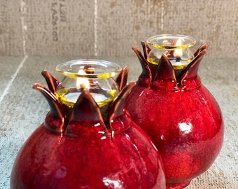 Pomegranate ceramic, oil candle holder.
