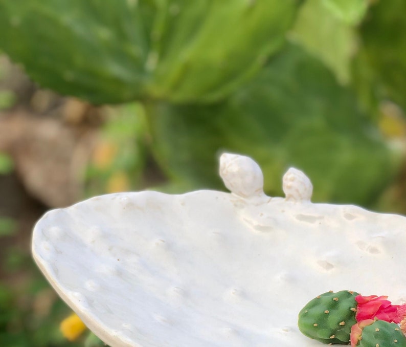 White ceramic cactus serving bowl. white serving dish. image 8