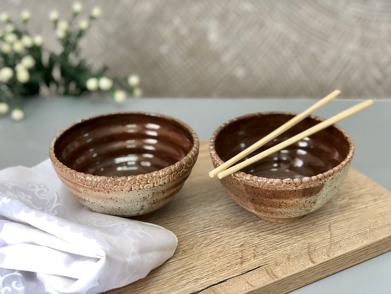 Set of 6 Small Rustic Pottery Salad Bowls image 3