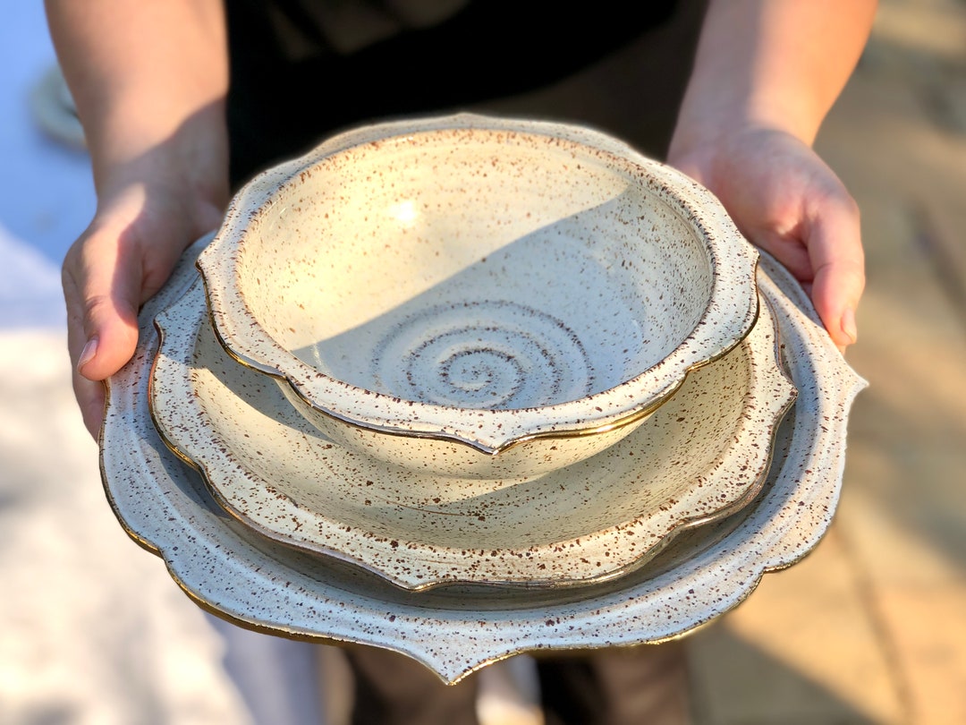 Gold Rimmed Dinnerware Set Vintage Look. Etsy