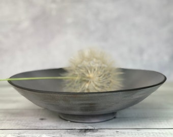 Rustic Handmade Medium Fruit Bowl in Black & Gray, Home and Kitchen Decor