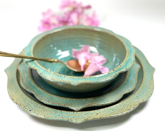 Turquois dinnerware set.