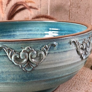 Ceramic vessel sink, Pottery hand made, dreamy turquois  table top wash basin.