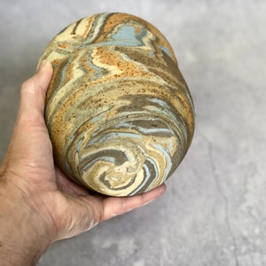 Unique pottery marbled ceramic flower vase image 6