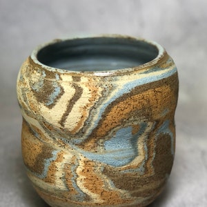Unique pottery marbled ceramic flower vase image 3