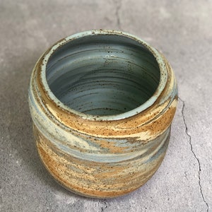 Unique pottery marbled ceramic flower vase image 4